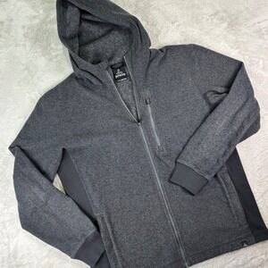 Prana Drey Men's Full Zip Hoodie Jacket Sz XL Charcoal Gray Chest Pocket Fleece